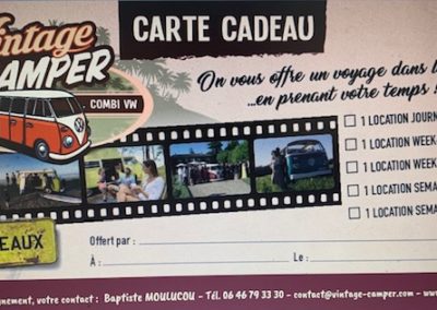 Gift cards for the holidays at Vintage Camper